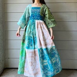 Handmade Bandana Dress/Green/Maxi SKU 72848
